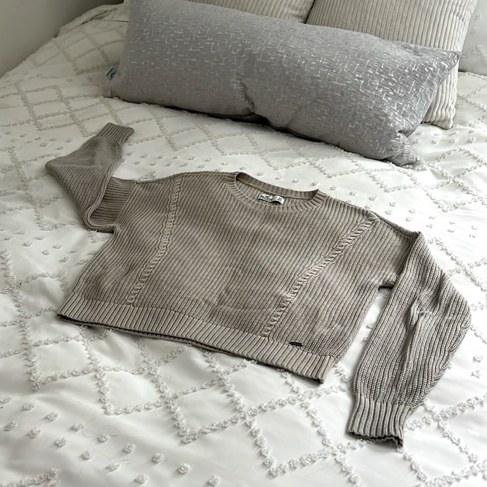 Hollister cropped tan sweater